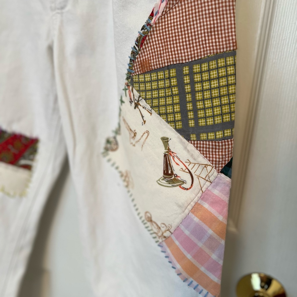 Repurposed : Quilted : Sustainable: Patchwork: White Denim : Size 10 : Unique - Picture 7 of 9